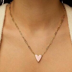 Neiman Marcus 14k Gold Plated Heart Enamel Pendant Necklace